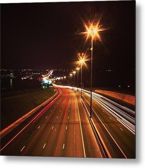 Joburg Metal Print featuring the photograph #highway #nighttime #joburg by David Lamberti