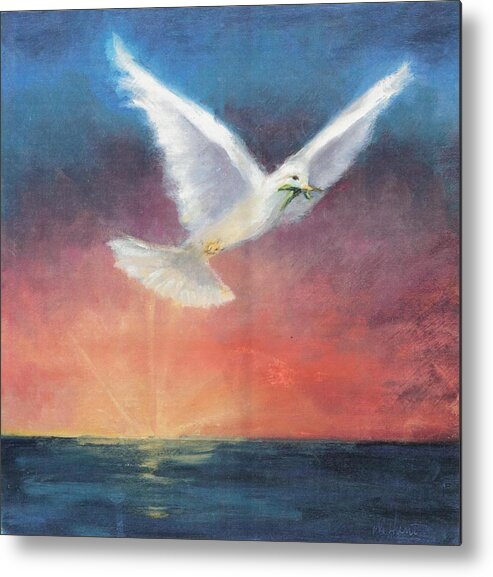 Spiritual Metal Print featuring the painting The Wings of Peace by Maria Hunt