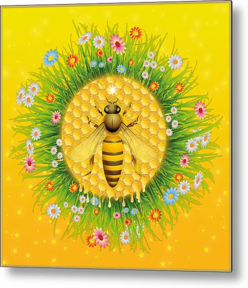 Symbolic Digital Art Metal Print featuring the digital art Honey Bee by Harald Dastis