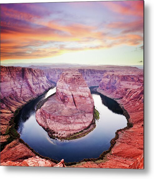 Majestic Metal Print featuring the photograph Horseshoe Bend At Dusk by Fernandoah