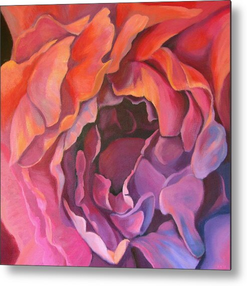 Flower Metal Print featuring the painting Hot to cool rose by Don Morgan