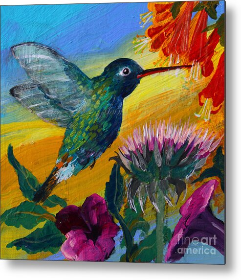 Hummingbird Metal Print featuring the painting Hummingbird by Robin Pedrero
