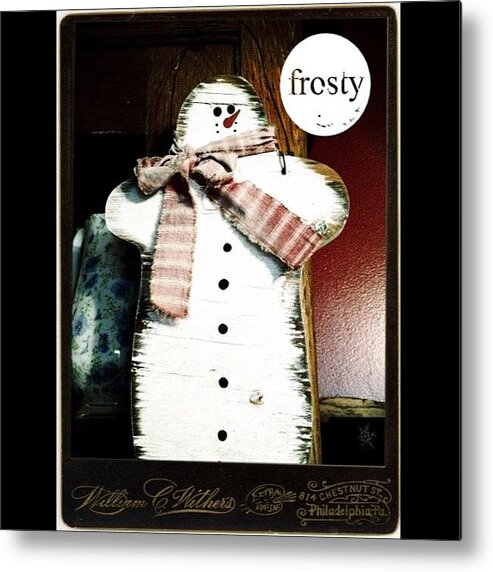 Snowman Metal Print featuring the photograph I Am Wishing For Snow For Christmas by Teresa Mucha