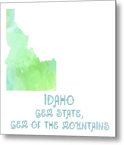 Andee Design Metal Print featuring the digital art Idaho - Gem State - Gem of the Mountains - Map - State Phrase - Geology by Andee Design