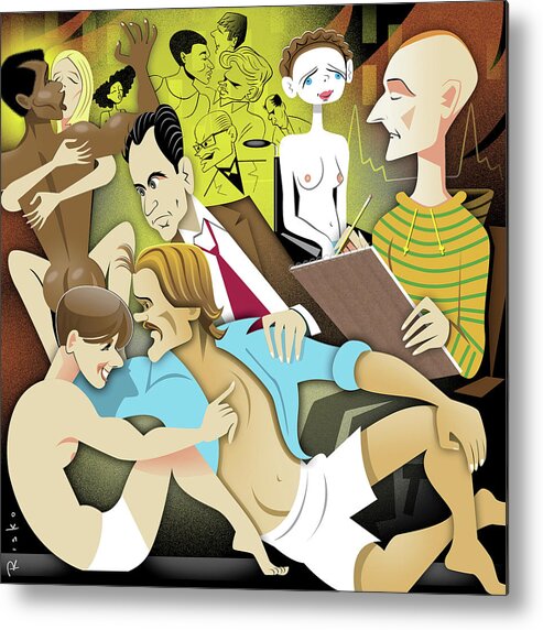 Nude Metal Print featuring the digital art Illustration Of People Engaging In Sexual by Robert Risko