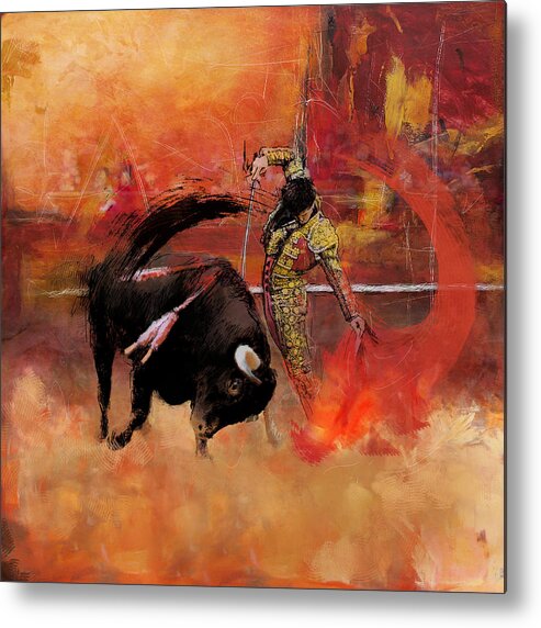 Bullfighting Metal Print featuring the painting Impressionistic Bullfighting by Corporate Art Task Force