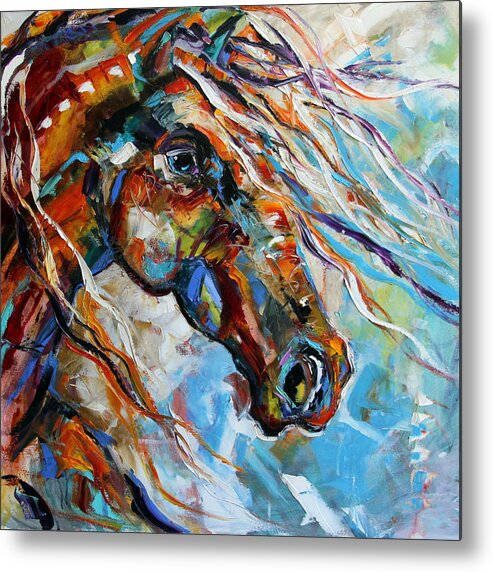 Horse Paintings Metal Print featuring the painting Indian Paint Pony by Laurie Pace