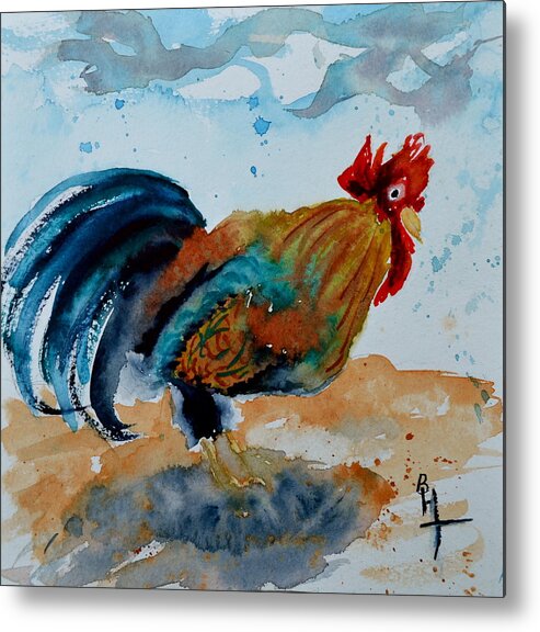 Rooster Metal Print featuring the painting Innocent Rooster by Beverley Harper Tinsley