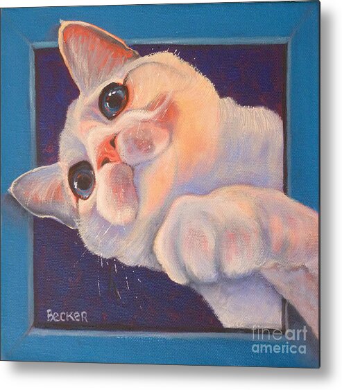 Cat Metal Print featuring the painting I've Been Framed by Susan A Becker