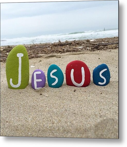 Stones Metal Print featuring the photograph Jesus Name On Stones by Adriano La Naia
