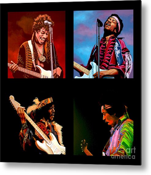 Jimi Hendrix Metal Print featuring the painting Jimi Hendrix Collection by Paul Meijering