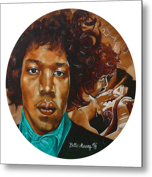 Jimi Hendrix Metal Print featuring the painting Jimi Hendrix W by Belle Massey