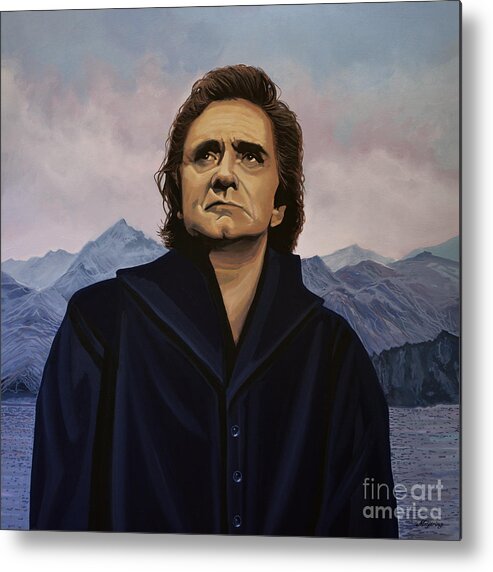 Johnny Cash Metal Print featuring the painting Johnny Cash Painting by Paul Meijering