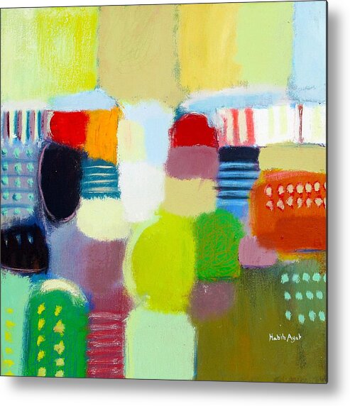Peace Metal Print featuring the painting joy and peace Abstract colorful art by Habib Ayat