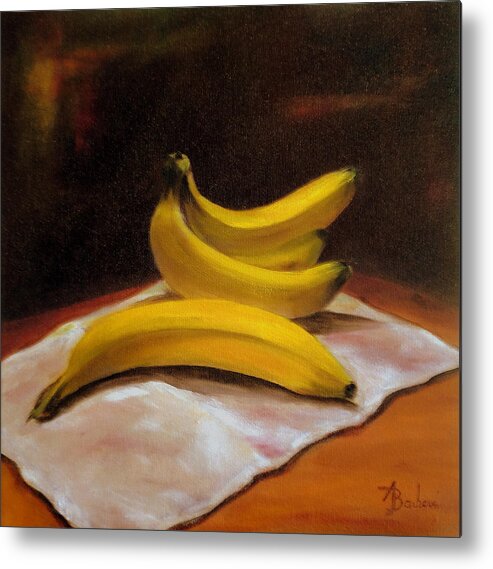 Kitchen Art Metal Print featuring the painting Just Bananas by Anne Barberi