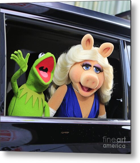 Kermit Takes Miss Piggy To The Movies Metal Print featuring the photograph Kermit takes Miss Piggy to the movies by Nina Prommer
