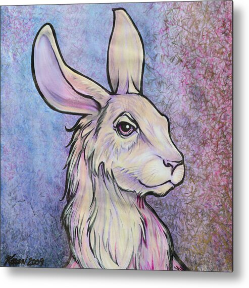 Rabbit Art Metal Print featuring the mixed media Lagos the Noble Hare by Karon Melillo DeVega