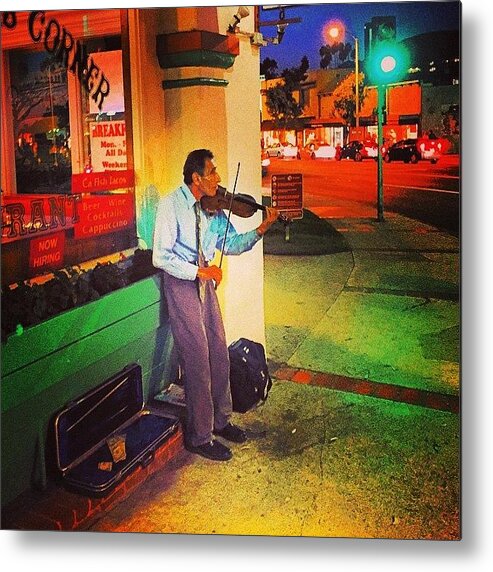 Violinist Metal Print featuring the photograph Laguna Beach Street Violinist by Hal Bowles