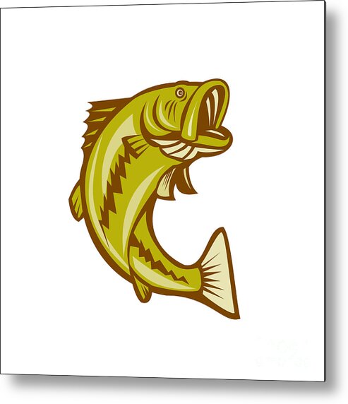 Largemouth Bass Jumping Cartoon Metal Print by Aloysius Patrimonio