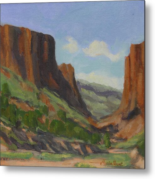 Santa Fe Metal Print featuring the painting Hiking Diablo Canyon by Maria Hunt