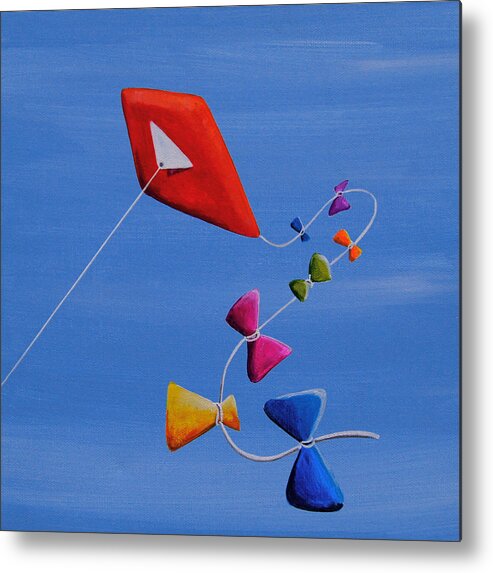 Sky Metal Print featuring the painting Let's Go Fly A Kite by Cindy Thornton