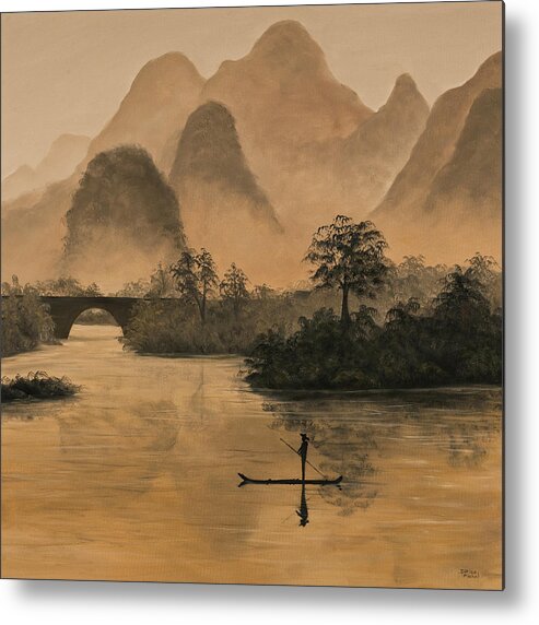 River Metal Print featuring the painting Li River China by Darice Machel McGuire