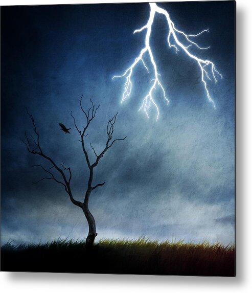 Creative Edit Metal Print featuring the photograph Lightning Tree by Sebastien Del Grosso