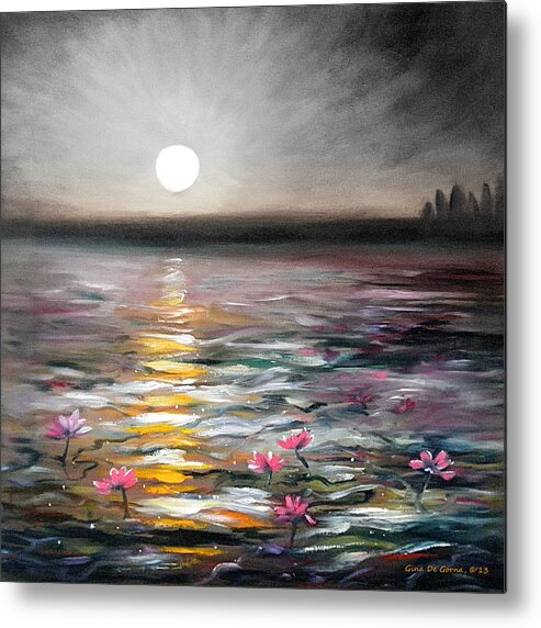 Sunset Metal Print featuring the painting Lily Sunset 2 by Gina De Gorna