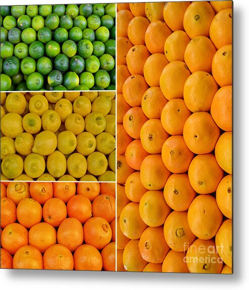 Limes Metal Print featuring the photograph Limes Lemons Oranges by Sabine Jacobs