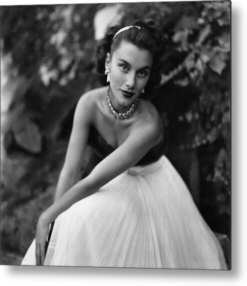 Personality Metal Print featuring the photograph Linda Christian Wearing A Ball Gown by Clifford Coffin