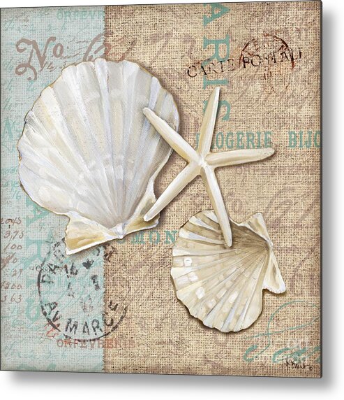 Wood Metal Print featuring the painting Linen Shells I by Paul Brent