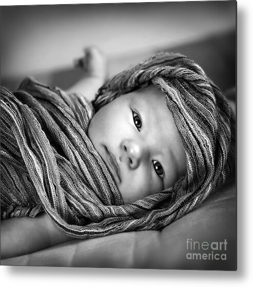 Adorable Metal Print featuring the photograph Little baby girl by Anna Om