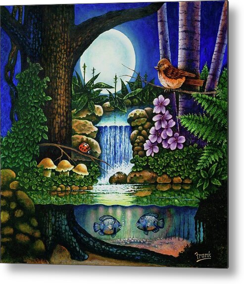 Fantasy Metal Print featuring the painting Little World Chapter Full Moon by Michael Frank