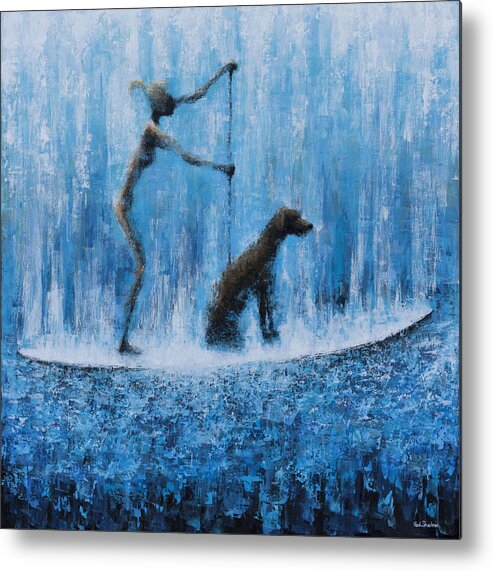 Ocean Metal Print featuring the painting Lola in the water by Ned Shuchter
