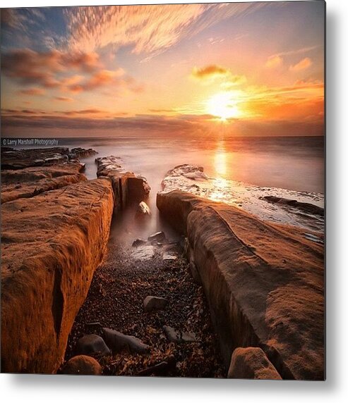  Metal Print featuring the photograph Long Exposure Sunset At A Rocky Reef In by Larry Marshall