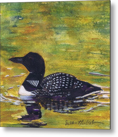 Loon Metal Print featuring the painting Loon on Jordon Pond Maine by Susan Herbst