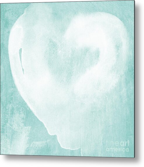 Love Metal Print featuring the mixed media Love in Aqua by Linda Woods