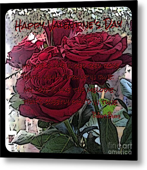 Roses Metal Print featuring the photograph Lover's Roses Valentine by Joan-Violet Stretch