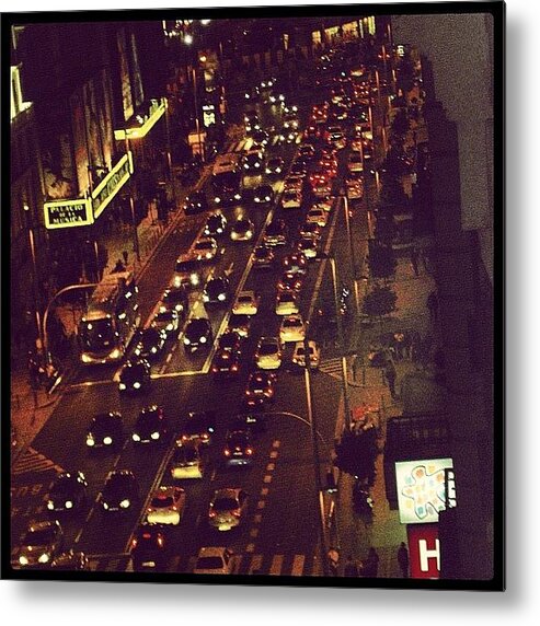 Instagram Metal Print featuring the photograph Madrid's center traffic by Ana V