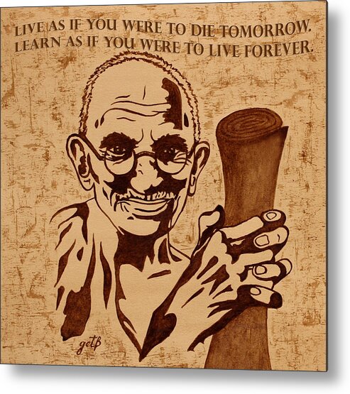 Mahatma Gandhi Quote Metal Print featuring the painting Mahatma Gandhi Quote by Georgeta Blanaru
