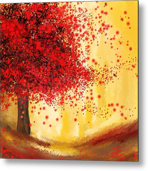 Four Seasons Metal Print featuring the painting Majestic Autumn - Impressionist Painting by Lourry Legarde