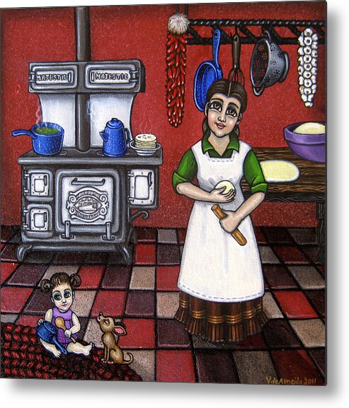 Kitchen Metal Print featuring the painting Mamacita by Victoria De Almeida