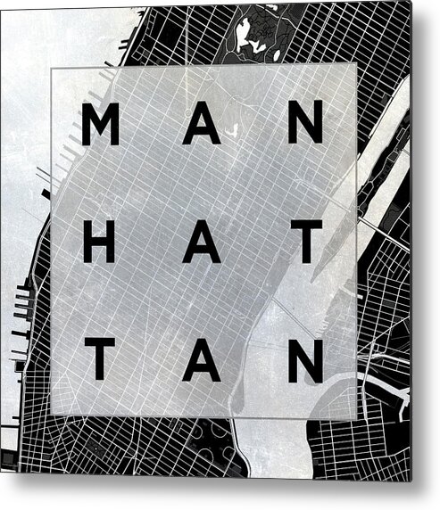 Manhattan Metal Print featuring the photograph Manhattan Square Bw by South Social Studio