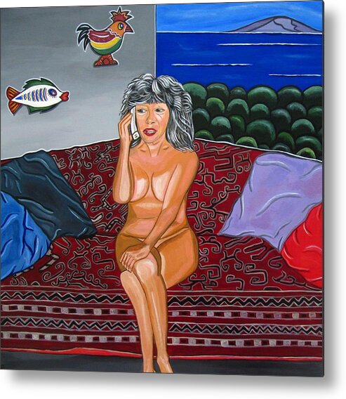 Nude Paintings Metal Print featuring the painting Maria speaks the naked truth by Sandra Marie Adams