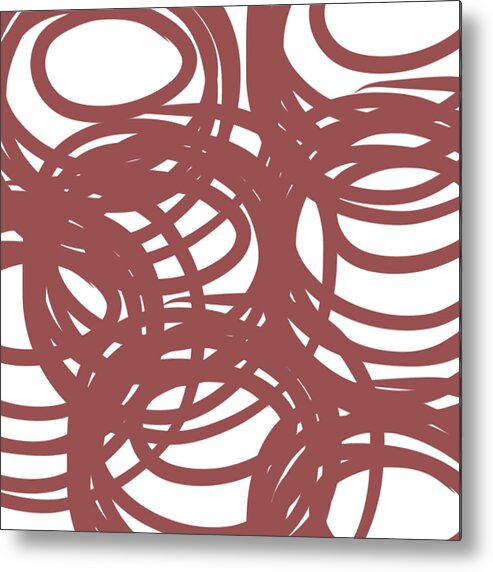 Marsala Metal Print featuring the painting Marsala Swirls- abstract painting by Linda Woods