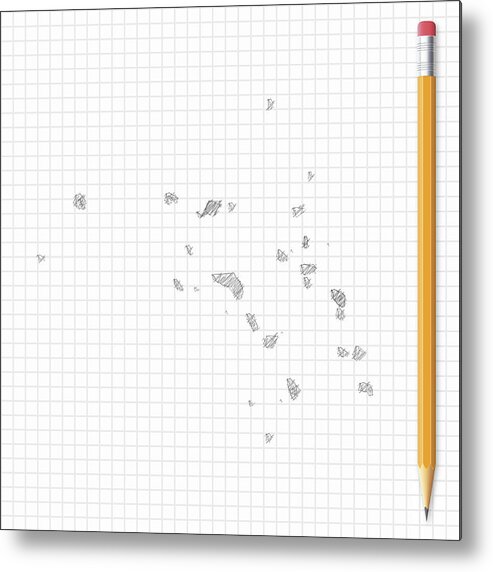 Archipelago Metal Print featuring the drawing Marshall Islands map sketch with pencil on grid paper by Bgblue