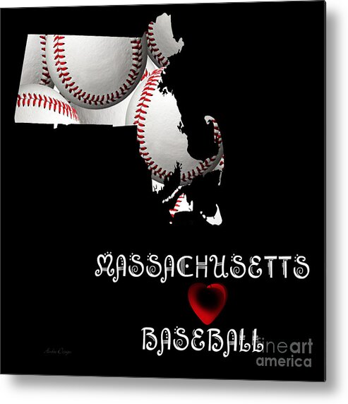 Andee Design Metal Print featuring the digital art Massachusetts Loves Baseball by Andee Design