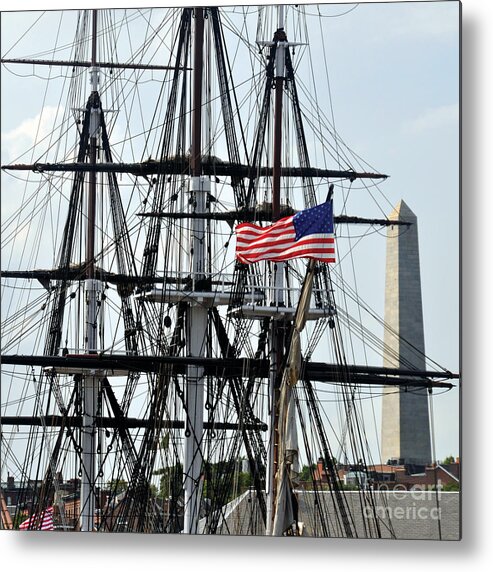 Uss Constitution Metal Print featuring the photograph Mast and Flag by Cheryl McClure