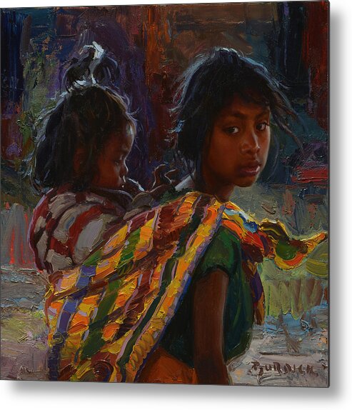 People Metal Print featuring the painting Mayan Colors by Scott Burdick