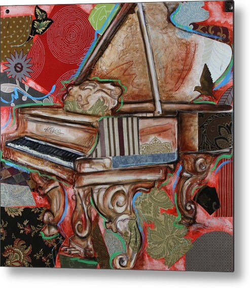 Piano Art Metal Print featuring the mixed media Me the Piano by Katia Von Kral